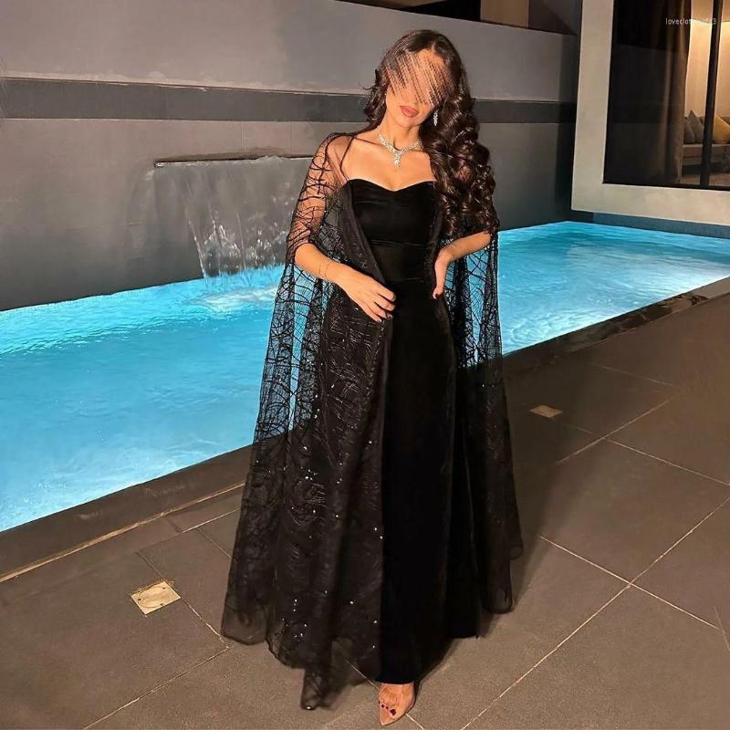 

Party Dresses Saudi Arabic Women Evening With Long Jacket Cape Sleeves Glitter Prom Gowns Sweetheart Formal Dress Outfit, Pink