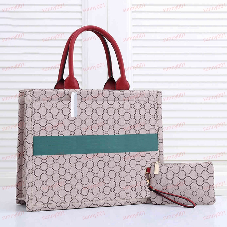 

The Tote Bag Branding Designer Totes Canvas 2 Pcs Mother Child Package Shopping Bags Handbag Fashion Composite Handbags Letter Design, Earth-yellow