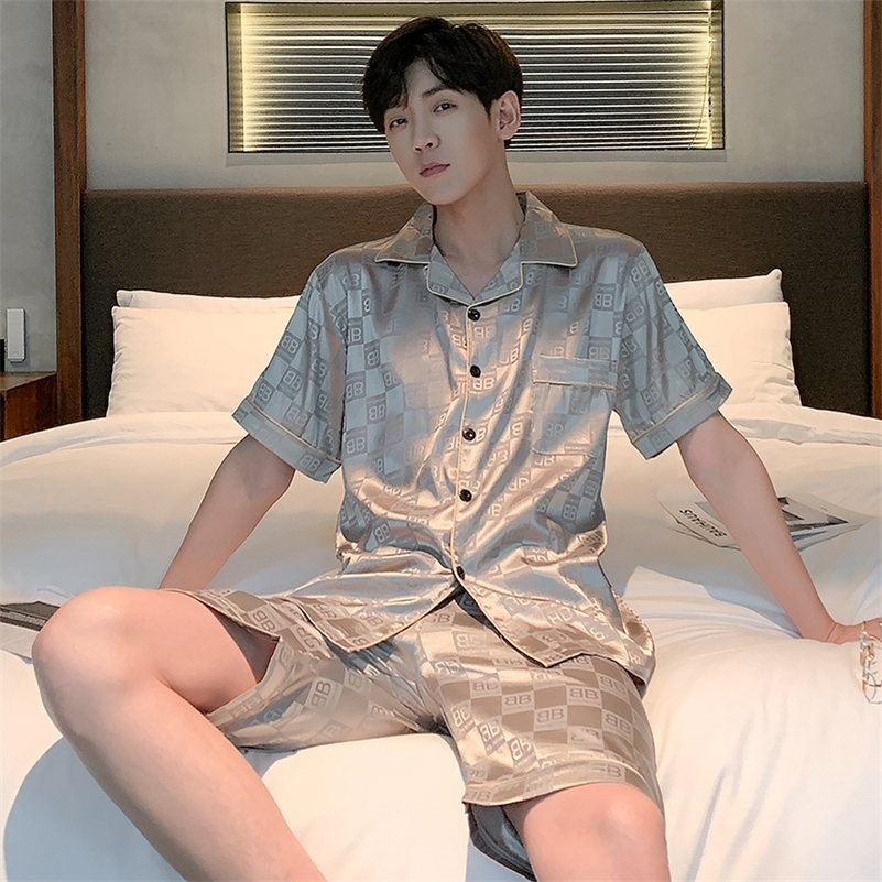 

Men's Sleepwear Mens Satin Silk Pajama Sets Pajamas Sleepwear Silk Nightgown Home Male Satin Soft Cozy Sleeping Nightshirt Men Nightwear 230317, 663