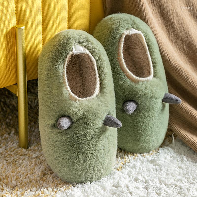 

Slippers Cotton Wrapped Feet Women's Winter Plush Household Pregnant Shoes Cute Indoor Couples Warm, Dark green