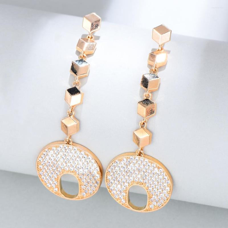 

Dangle Earrings Soramoore Romantic Round For Women Wedding Trendy Shiny Drop INS Style Female DIY Fashion Jewelry Gift