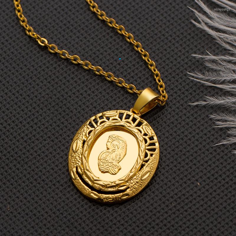 

Chains WANDO Ethnic Notre Dame Necklace For Men/Women Party Gifts Jewelry Gold Color Africa Eritrea Chunky Chain 5mm Width N9
