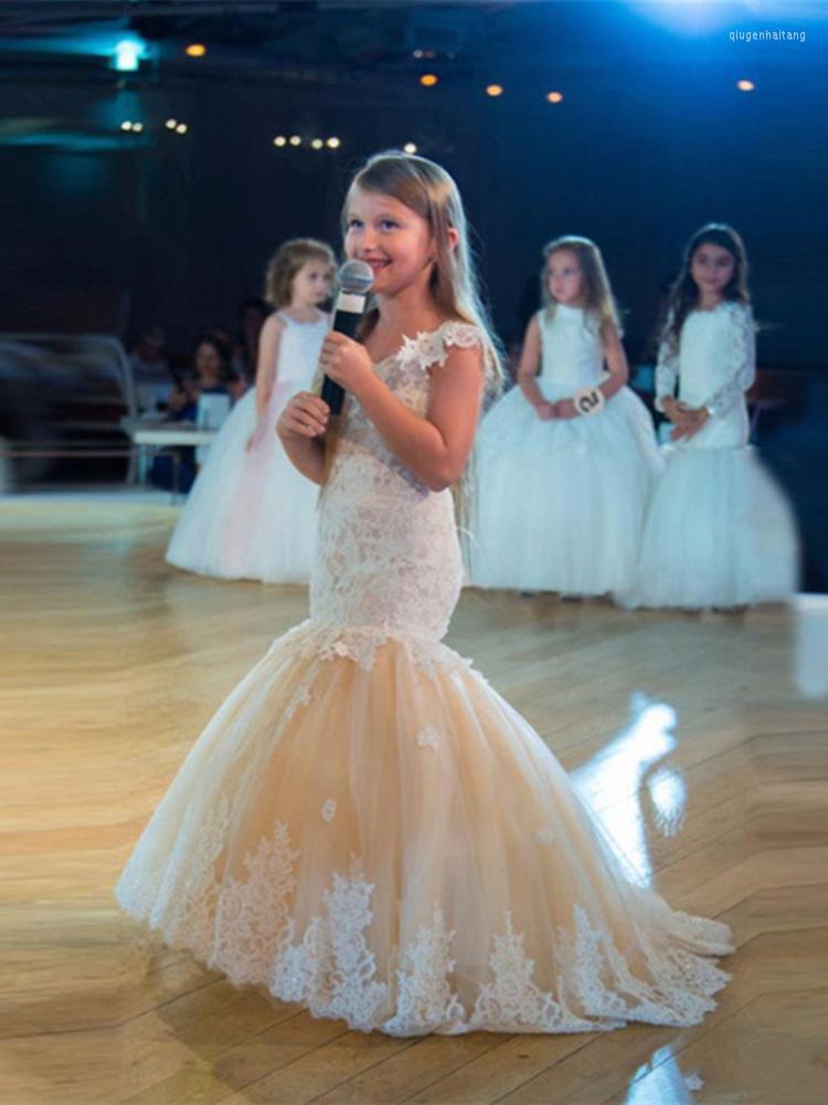

Girl Dresses Elegant Ball Gown Flower Appliques Sleeveless Kids Princess For Weddings First Communion Pageant Gowns, Custom colors