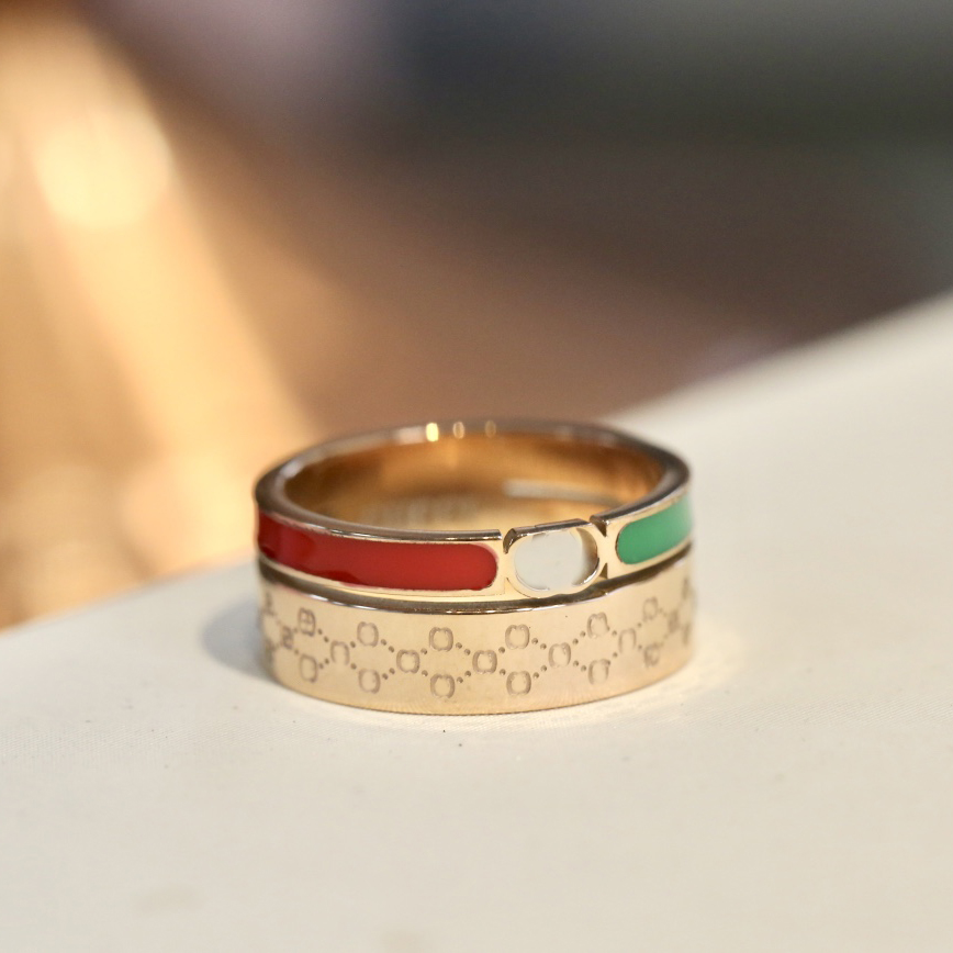 

Luxury Designer Band Rings Women Men Couples Double G Letter Stainless Steel Ring 18K Gold Plated Wedding Jewelry Lady Accessories No Box