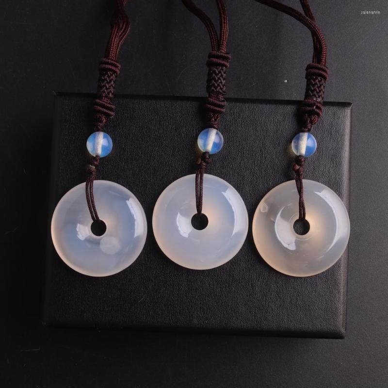 

Chains 1PCS 7 Chakra Reiki Healing Donuts Necklace Natural Agates Stone 30 30mm Bohemia Necklaces Pendants Women Jewelry Energy Amulet