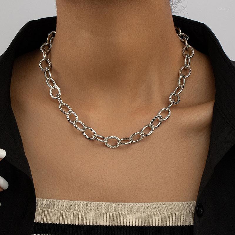 

Choker Men Man Ins Silver Color Chunky Chain Hip-hop Rock Necklaces Trendy Korean Fashion Women Party Jewelry