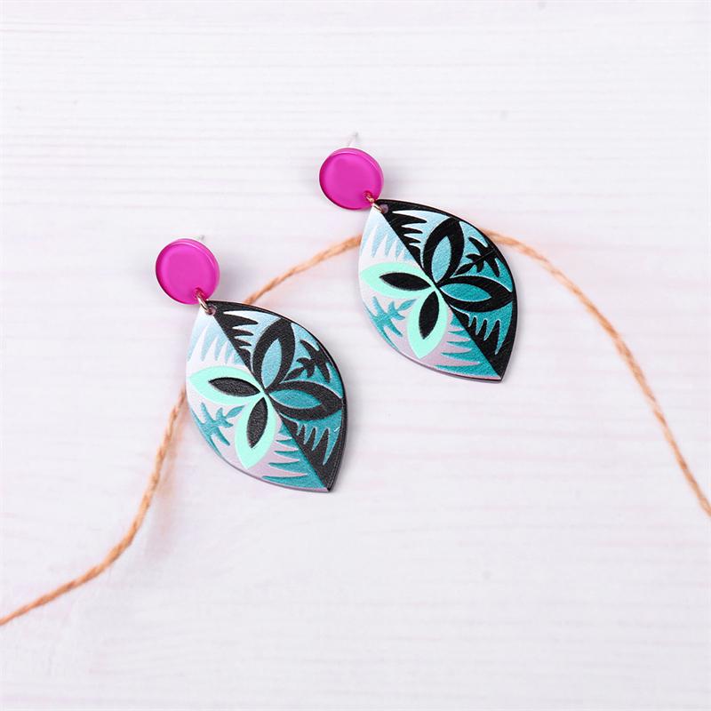 

Dangle Earrings & Chandelier Leaves Shape Spring Fashion For Women 2023 Arrival Flower Printing Acrylic Drop Earring Gifts FriendDangle