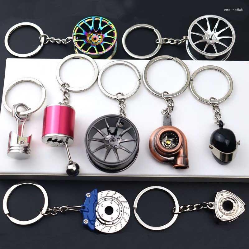 

Keychains Creative Gift Car Metal Keychain Turbo Gear Hub Brake Disc Absorber Pendant