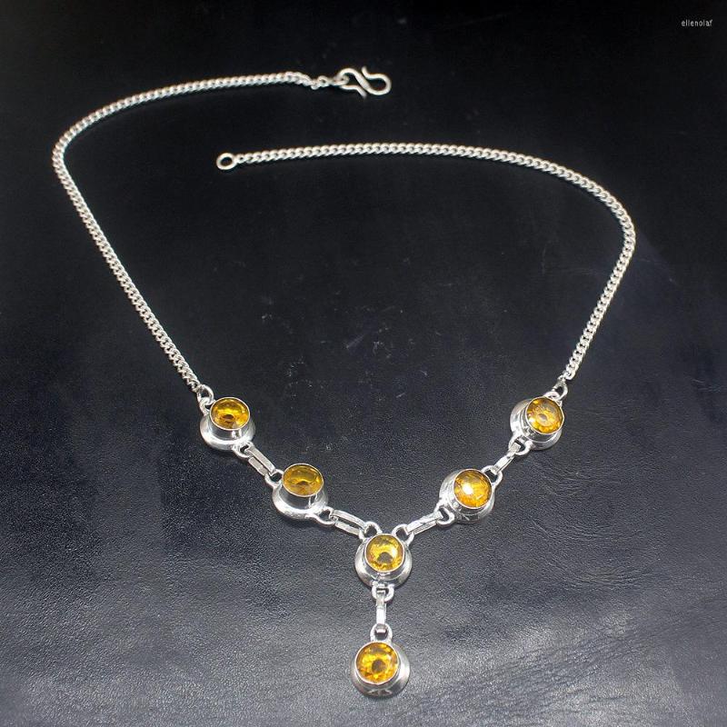 

Pendant Necklaces Hermosa Jewelry Amazing Coming Yellow Citrine Silver Color Women Ladies Gifts Necklace Chain 42cm 20233481