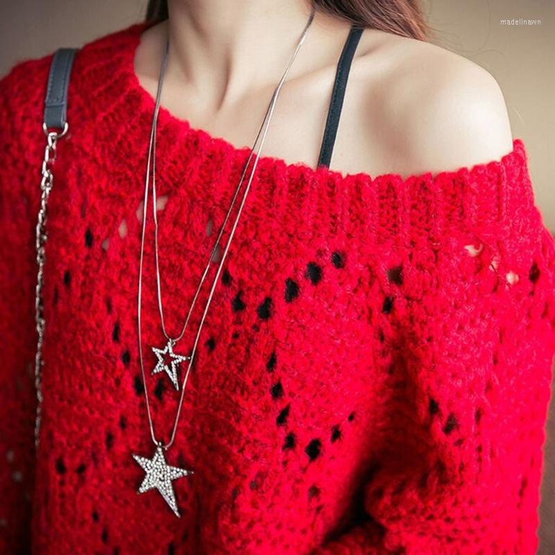 

Chains Hollow Star Pendant Necklace Multilayer Rhinestones Inlaid Jewelry Gift