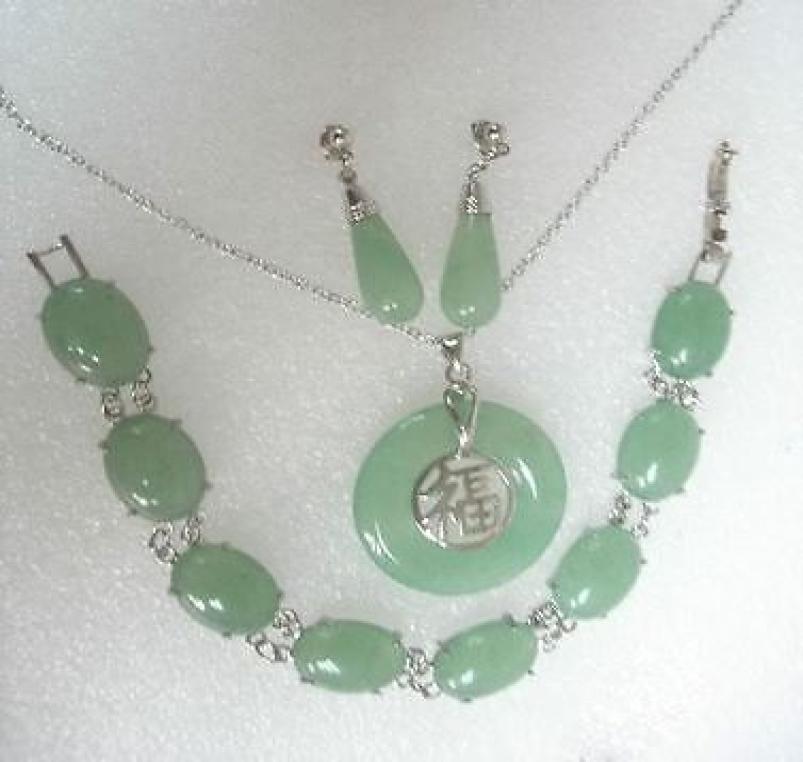 

Genuine Jade Necklace BraceletEarring set01234567891140467, Mixed colors