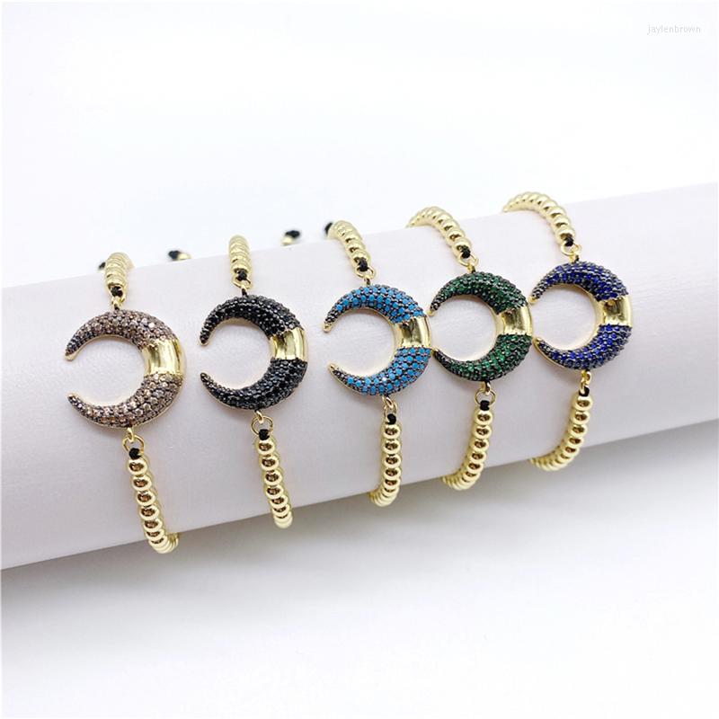 

Bangle 5pcs/lot Hand Craft Micro Paved CZ Moon Shape Adjustable Bracelets