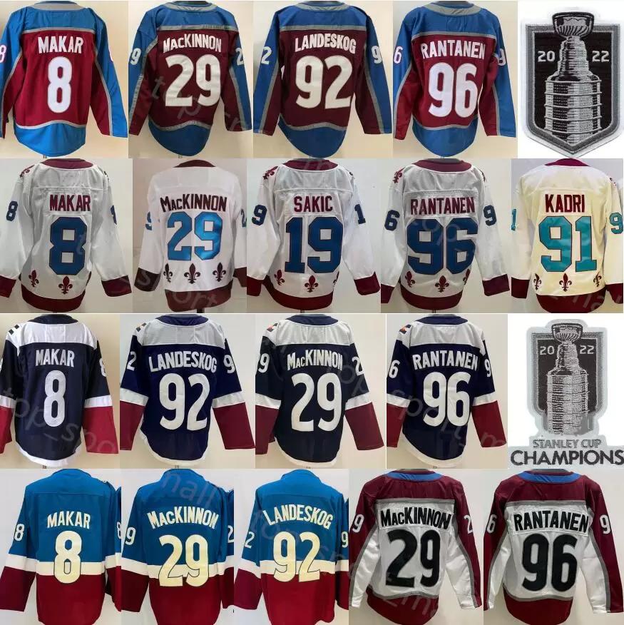 

hockey Men Stanley Cup Final Hockey 8 Cale Makar Jersey 29 Nathan MacKinnon 92 Gabriel Landeskog Mikko Rantanen Joe Sakic Nazem Kadri Blue W, Stadium