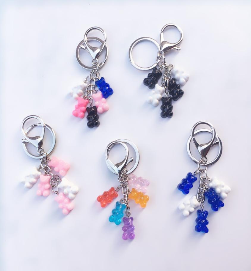

Resin Candy Keyring Colorful Lovely Bear Keychain Cartoon bears Dangles Pendant Cute Girl Dangle 6 colors3628540