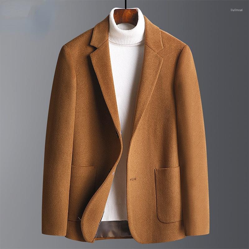 

Men's Suits Men's Leisure Suit High-quality Cashmere Autumn And Winter Thick Woolen Trend Slim Wool Small Jacket Coat, Lxf021yellow