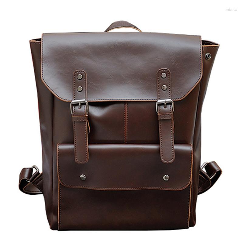 

Backpack 2023 Multifunction Men Crazy Horse Leather School Bag Vintage For Teenage Boys Schoolbag Laptop Travel, Black