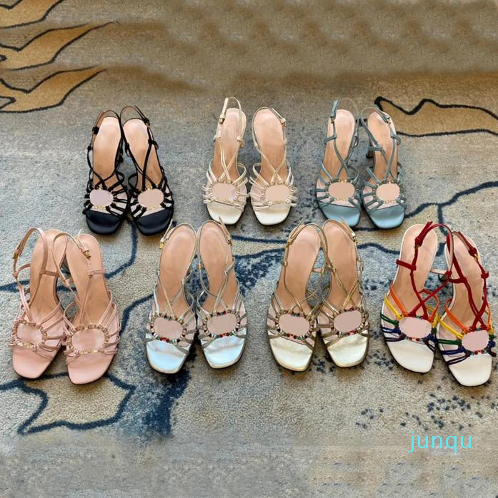 

Famous Summer Seduction Sandals Shoes Women Crystal-encrusted Leather PVC Pumps Dress Bridal Wedding Lady High Heels