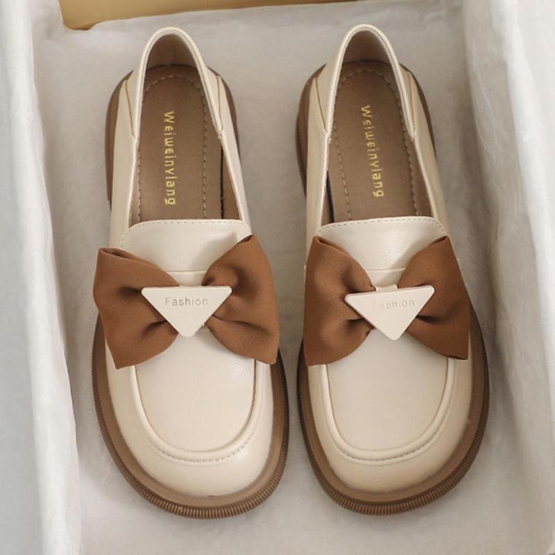 

Dress Shoes Women's Pumps 2023 Bow Mary Janes British Style Casual Mid Heel Platform Lolita Female Autumn Loafers Ks756, Beige