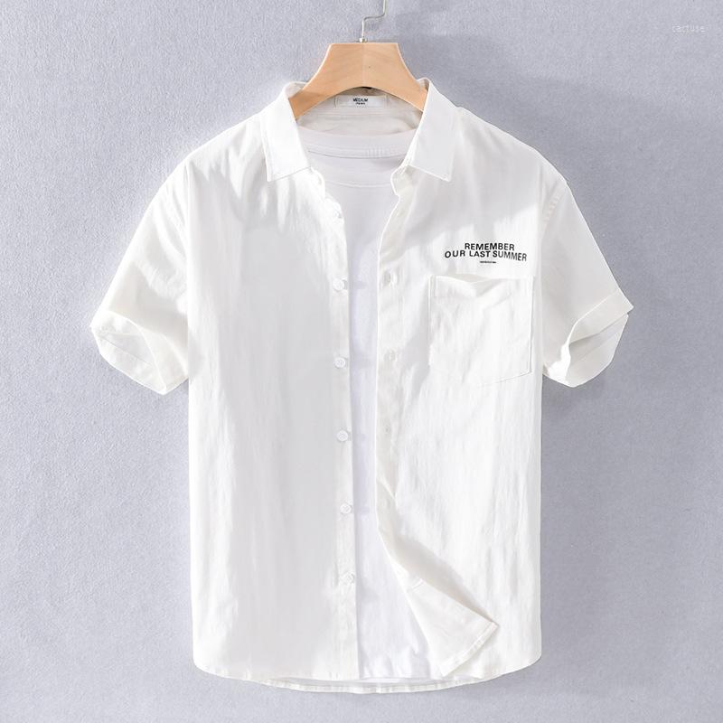 

Men's Casual Shirts Japanese Simple Men's White Short Sleeve Shirt 2023 Summer Business Green Khaki Half Male High Quality Tops