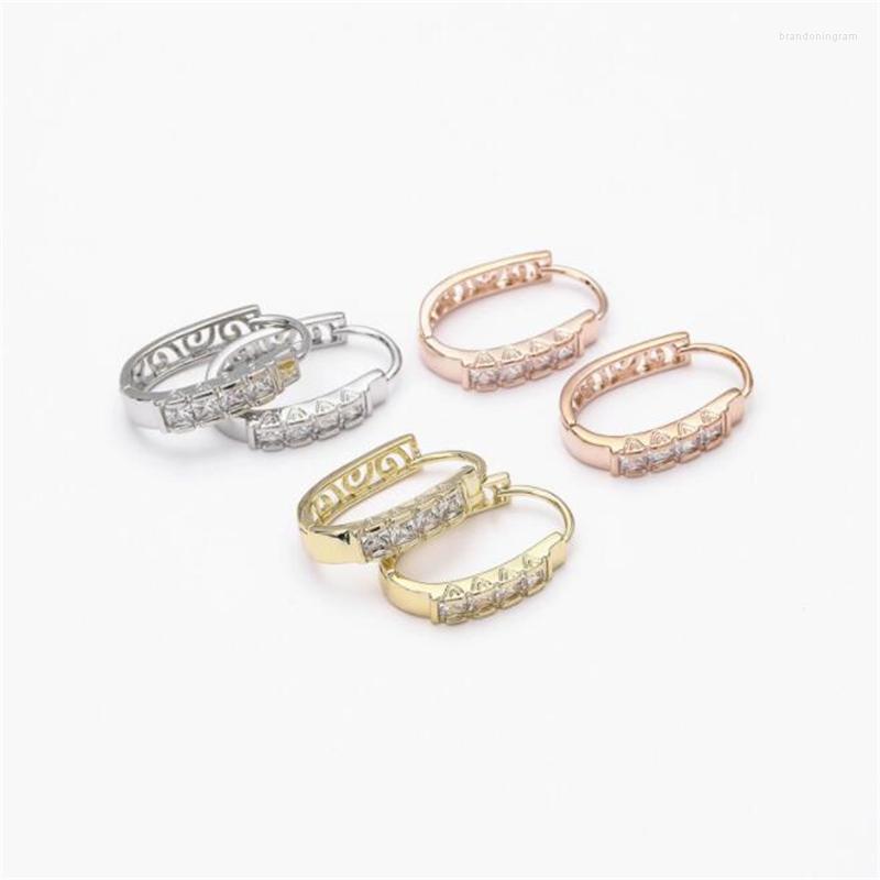 

Hoop Earrings Retro Real Gold Color Plated Copper Hollow Carved For Women Cz Crystal Piercings Jewelry