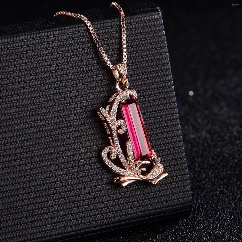 

Chains Original Dove Blood Red Luxury Temperament In Europe And America Magpie Rose Rectangular Gem Collar Chain