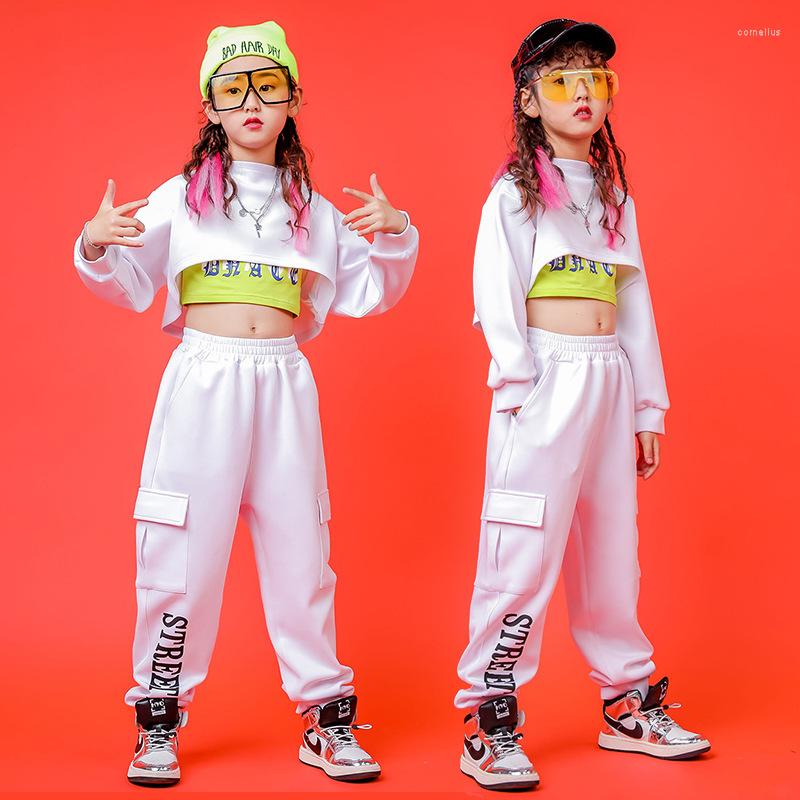 

Stage Wear Kid Hip Hop Clothing Mock Neck Crop Top Long Sleeve Sweatshirt Jogger Sweat Pants For Girl Jazz Dance Costume Clothes Streetwear, Green tank top