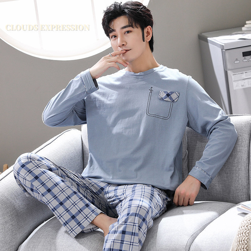 

Men's Sleepwear Spring Autumn L-4XL Knitted Cotton Simple Men's Pyjamas Suits Pajamas Set Casual Male Sleepwear Pyjamas Night Pijamas Homewear 230317, M10
