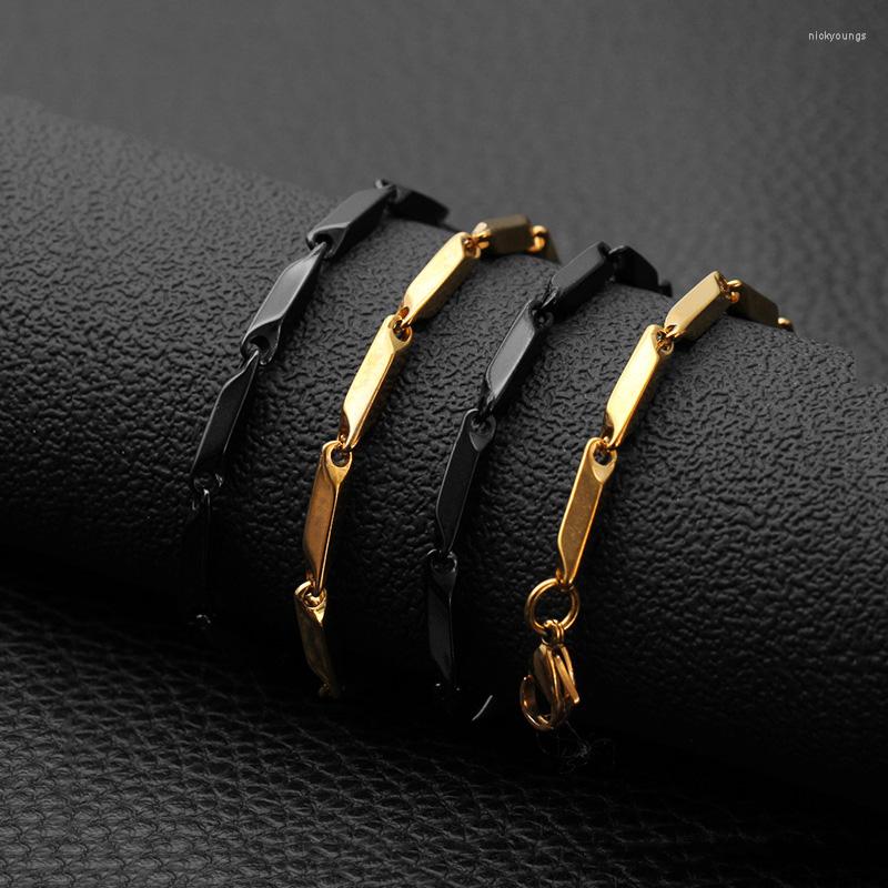 

Chains Stainless Steel 3mm Rope Link Chain Necklace 316L Gold Black Color Bamboo 55cm 60cm