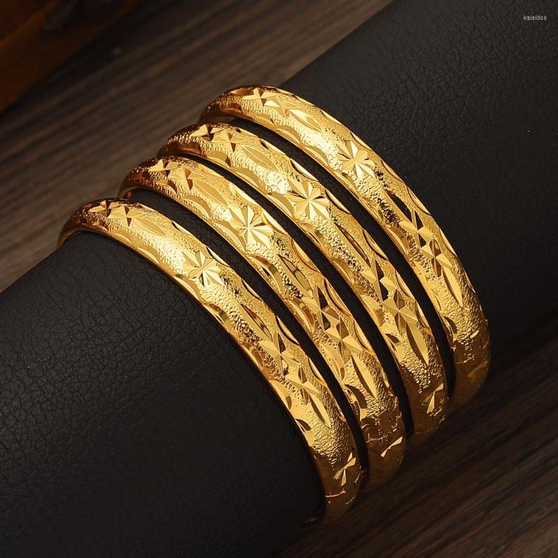 

Bangle 24K 65MM Openable For Women Dubai Bride Wedding Ethiopian Bracelet Africa Jewelry Gold Charm Party Gifts