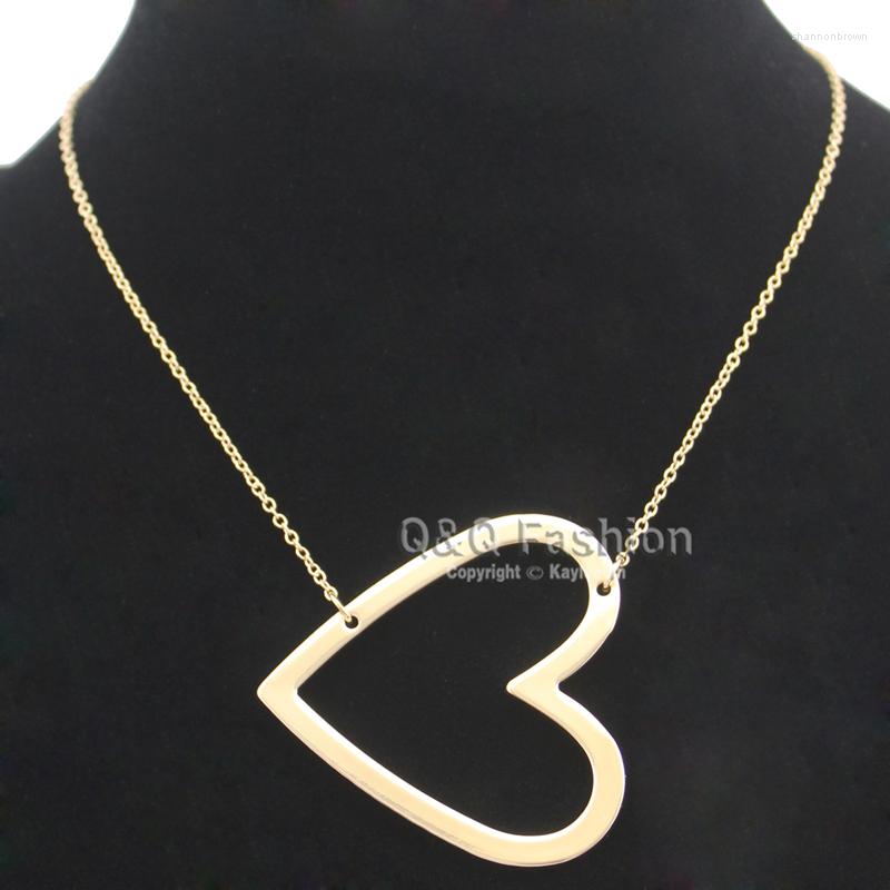 

Pendant Necklaces Women Cut Out Big Smooth Simple Heart Chain Necklace Love Rustic Gift Jewelry