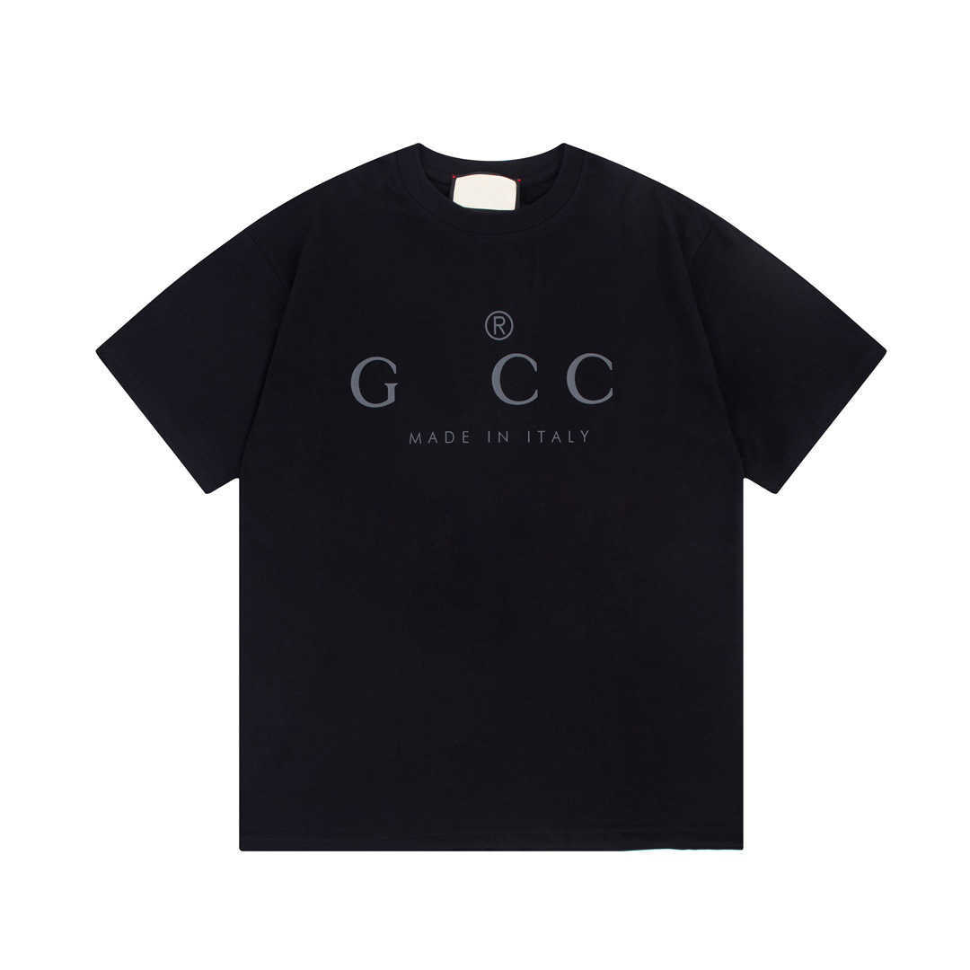 

High version new fashion brand Gujia simple printed short-sleeved T-shirt for men and women casual wear, White
