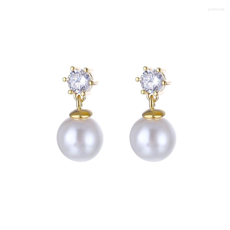 

Stud Earrings Fashion Jewelry Diamond Simulation Pearl Ball Female White Freshwater 2023