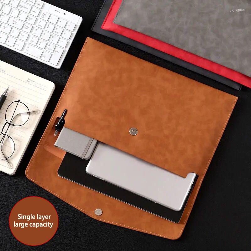 

Briefcases A4 PU Leather Business File Folder Large-capacity Organizer Storage Information Bag Envelope HandBag Office Stationery Accessor, Black