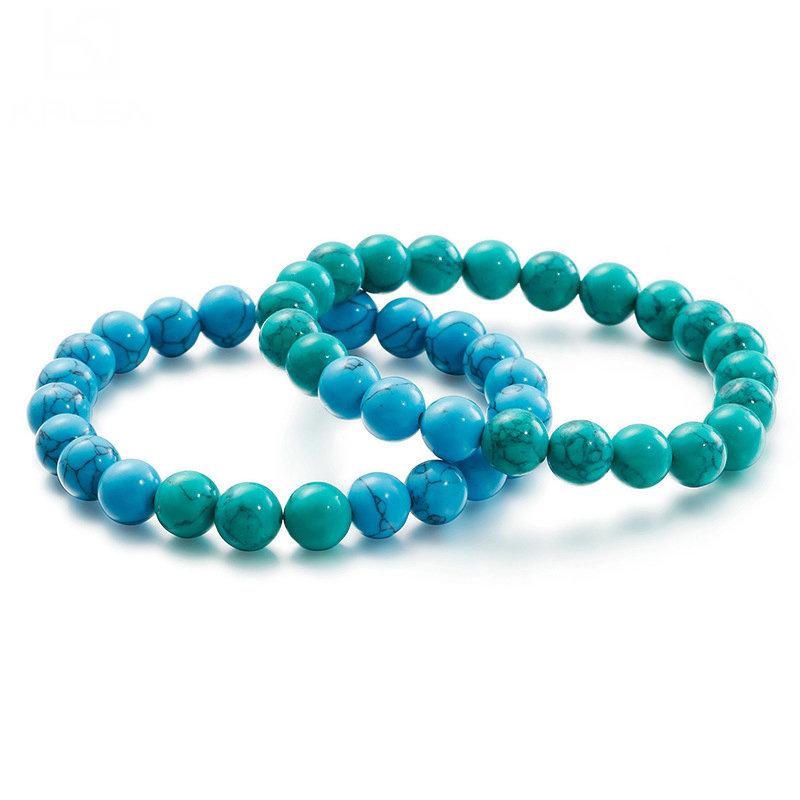 

Strand Natural Green Pine Stone 8 Mm Beaded Bracelets For Men Women Yoga Couple Jewelry Strands