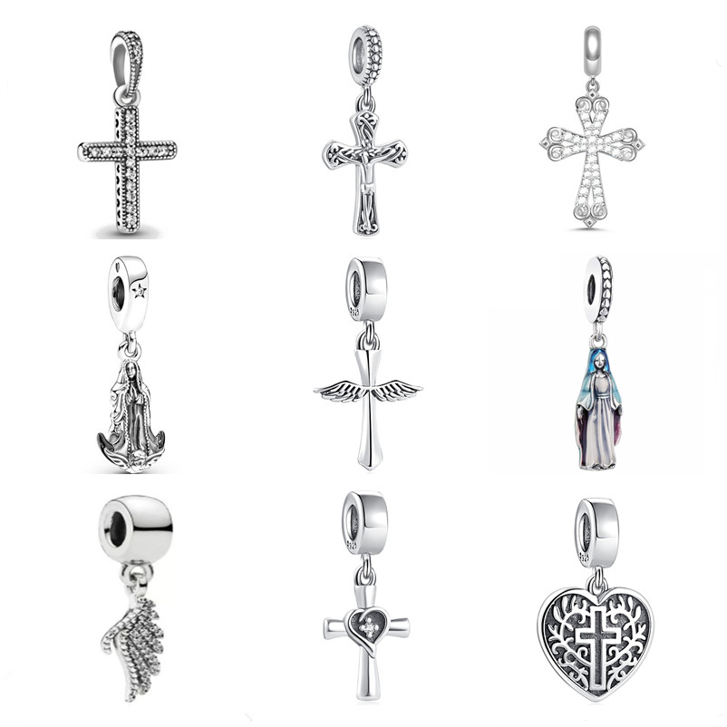 

925 silver Fit Pandora Original charms DIY Pendant women Bracelets beads Women DIY Jewelry Gift Bead Jesus Cross Amulet