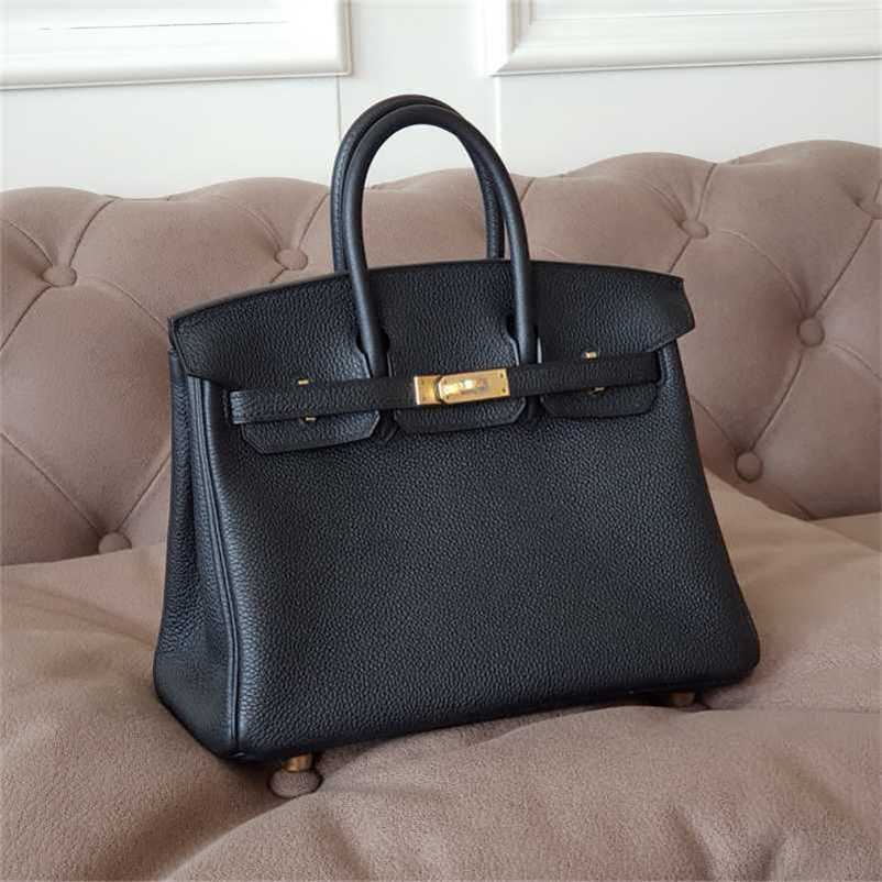 

Designer Bag Birkins Handbags Hand Sewn Wax Thread Handmade Women's Arm in Arm Handbag Black Gold 25cm Togo Leather 89 Black 9RIS zc, Black2