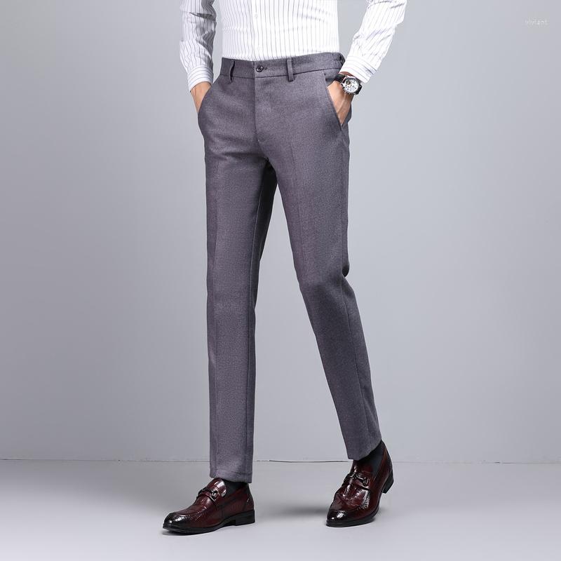 

Men's Pants Autumn And Winter Elastic Waist Men Wear Thickened Warm Business Casual Wool Trend Fashion Straight Tube, Deep coffee color