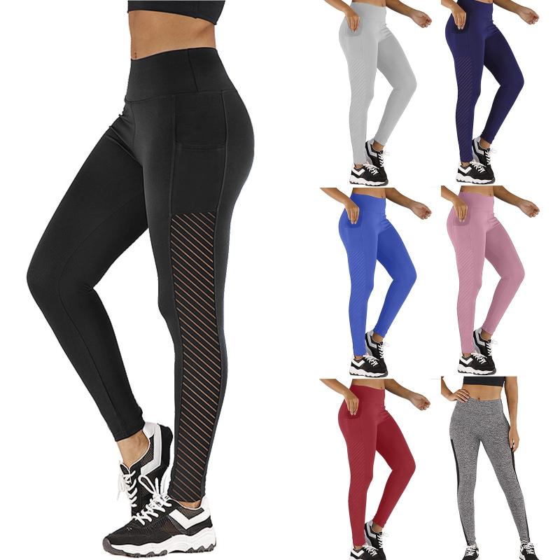 

Yoga Outfit Sport Leggings Women Pants 2023 Fashion Grenadine Solid Color Hip Lift Splicing High Waist Woman Tights, Black
