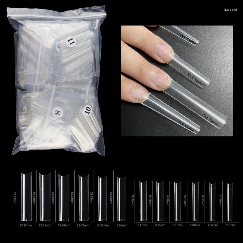 

False Nails 3XL Long Square No C Curve Extra Nail Tips Straight French Art Half Cover Pack Of 120pcs, White