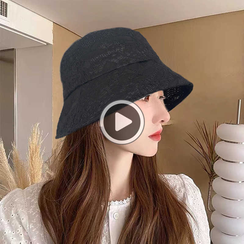 

Summer Hats Caps Men's Women's New Summer Sunshade Hat Versatile Fashion Sun Hat Women's Leisure Sunscreen Breathable Lace Fisherman Hat, Black