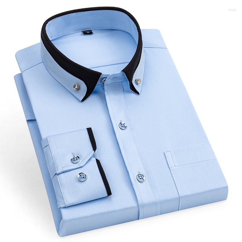 

Men's Dress Shirts Men's Drill Buckle Business Male Formal Button-Down Collar Shirt Fashion Style Spring&Autumn Casual, Ld-008