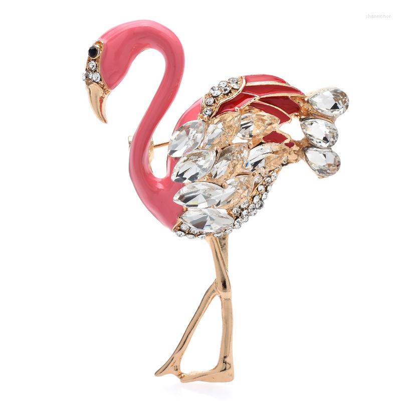 

Brooches Wuli&baby Beauty Flamingo Bird Pins For Women Unisex Rhinestone Enamel Pretty Animal Party Office Brooch Gifts