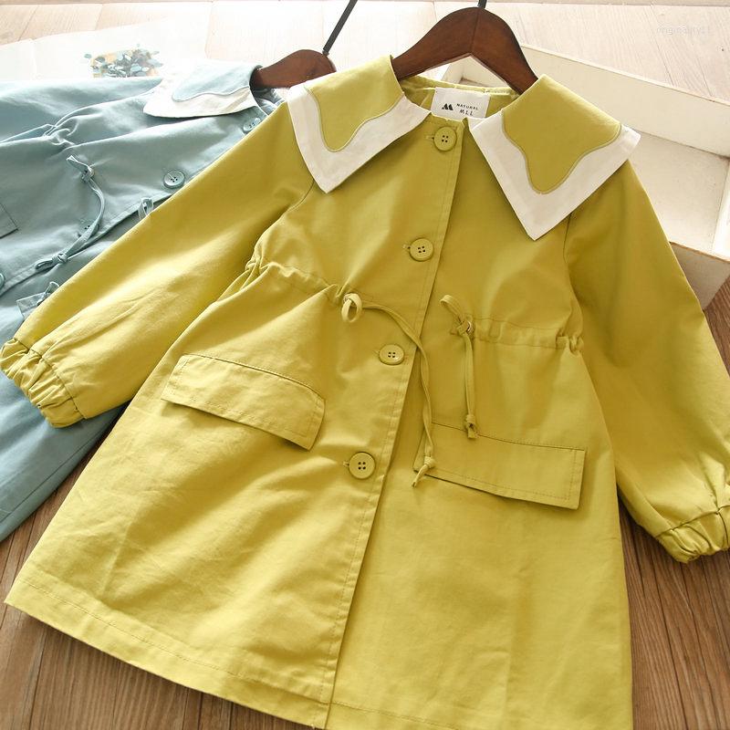 

Coat 2023 Spring Girl's Pointy Collar Mid Length Trench Wholesale, Yellow