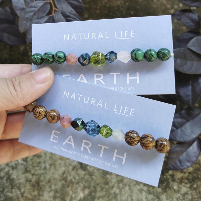 

Strand Neovivi Earth Letter Paper Card Wish Bracelets Natural Irregular Stone Round Tiger Eye Beads Chakra Bracelet For Women Jewelry