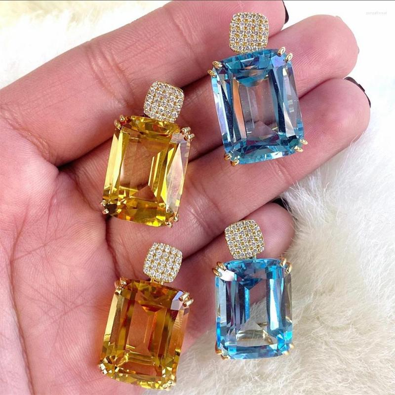 

Dangle Earrings GODKI Red Carpet Square Drop For Women Wedding Full Micro Cubic Zircon High Jewelry Dubai Bridal Earring