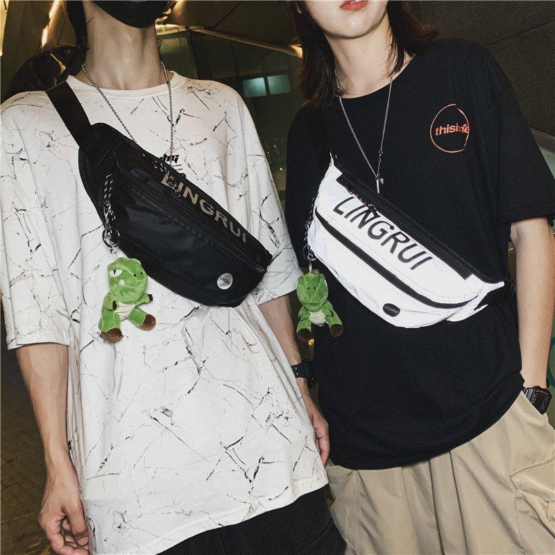 

Waist Bags Fashion Chest Bag Men Belt Pouch Reflectve Strip Women Crossbody Travel Male Phone Cigarette Hip Hop Boy, Sky blue