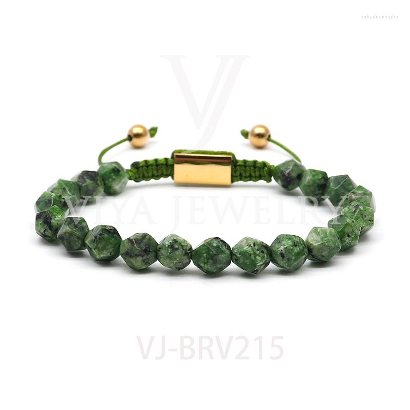 

Charm Bracelets 8mm 10mm Diamond Cut Natural Stone Bead Rope Ladies Bracelet Support Customized Laser LOGO