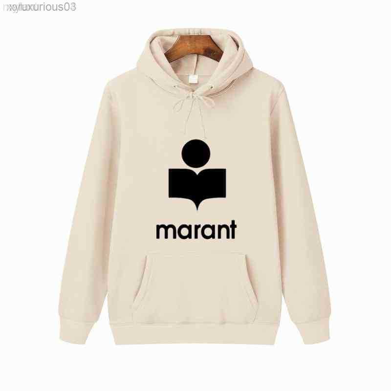 

Men's Hoodies Sweatshirts 2022 Spring and Autumn Hoodie Sweatshirt Marant Printed Unisex Long-sleeved Pullover, Red h