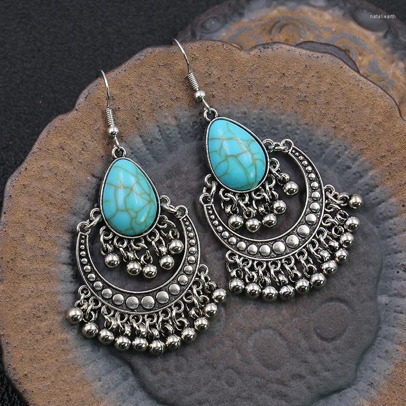 

Dangle Earrings Vintage Boho Round For Women Silver Color Ethnic 2023 Fashion Beaded Tassel Earring Jewelry