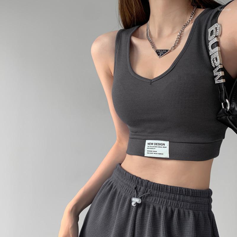 

Women' Tanks WOMENGAGA Solid Basic Bottoming Sleeveless Letter Printed Tank Tops 2023 Women Knitted Waistcoat Short V Neck Lady 12JA, White